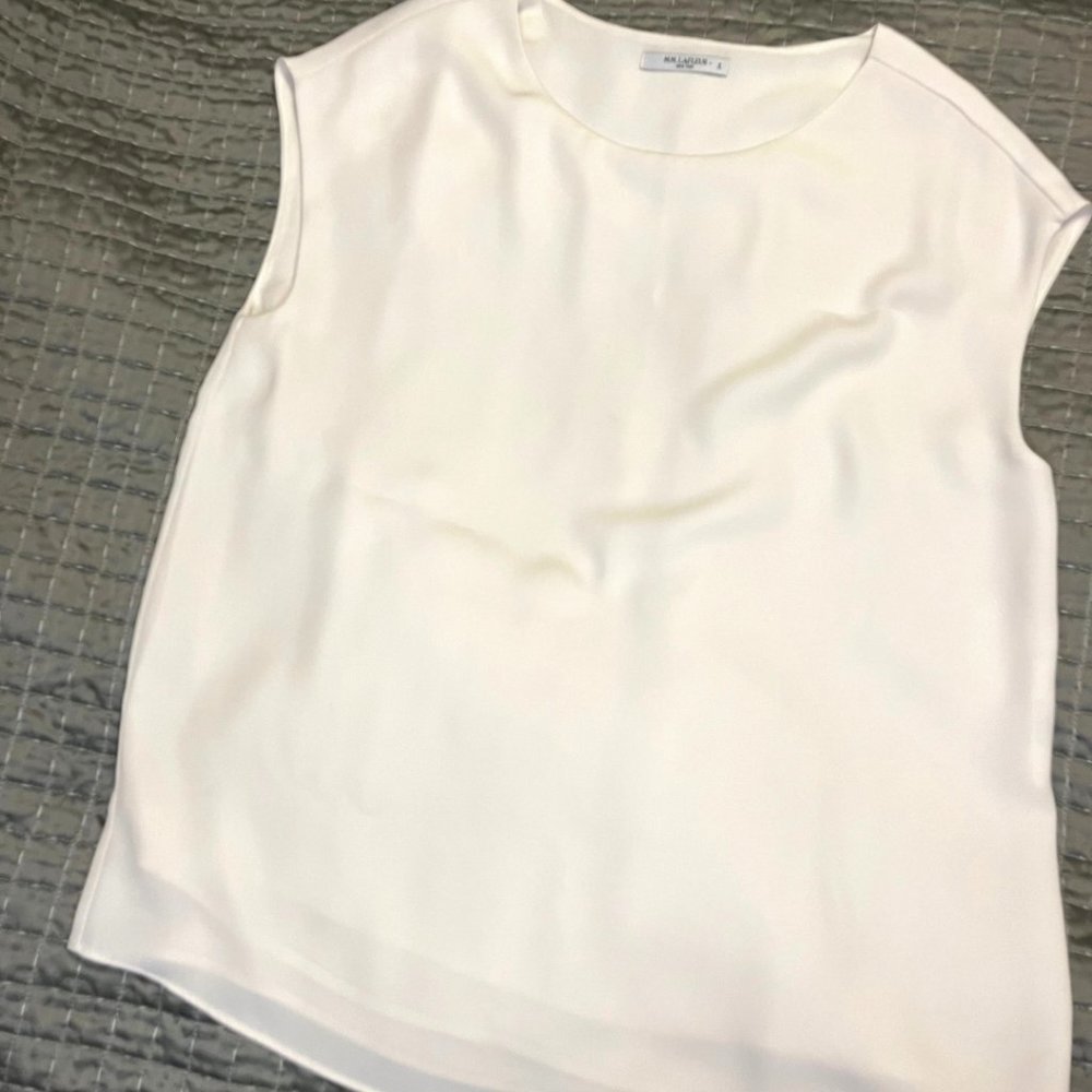 M.M. LafleurThe Didion Top in creamy white - Washable Silk Charmeuse